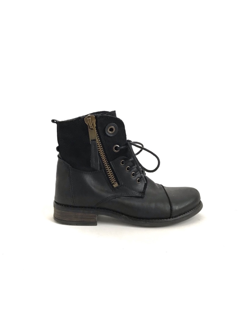 Tara M Loris Black Leather Lace Up Combat Boots size 36